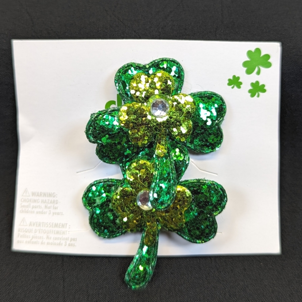 Claire's St. Patrick's Day 4 Leaf Clover Glitter Hair Clips - Set of 2